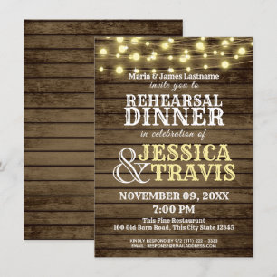 Western Wood and Lights Rehearsal Dinner Invitation