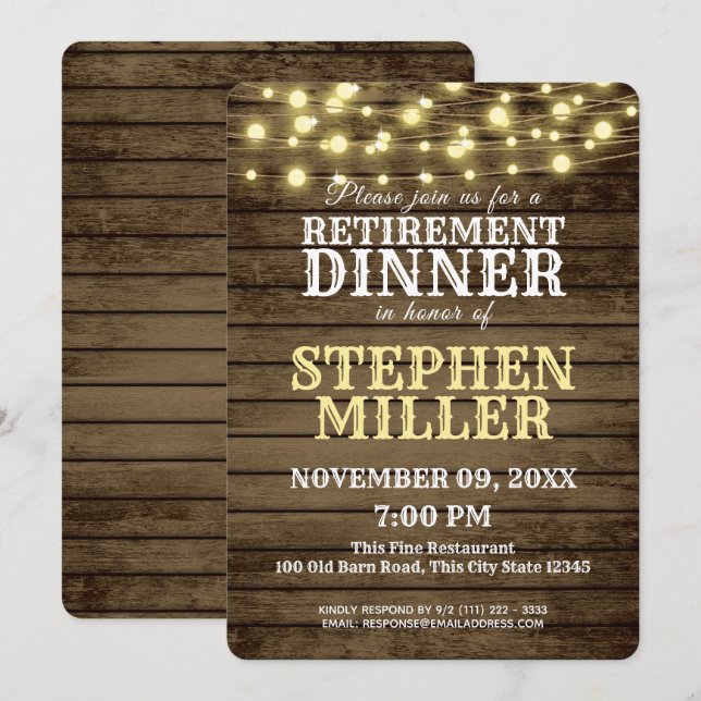 Western Wood and Lights Retirement Dinner Invitation (Front/Back)