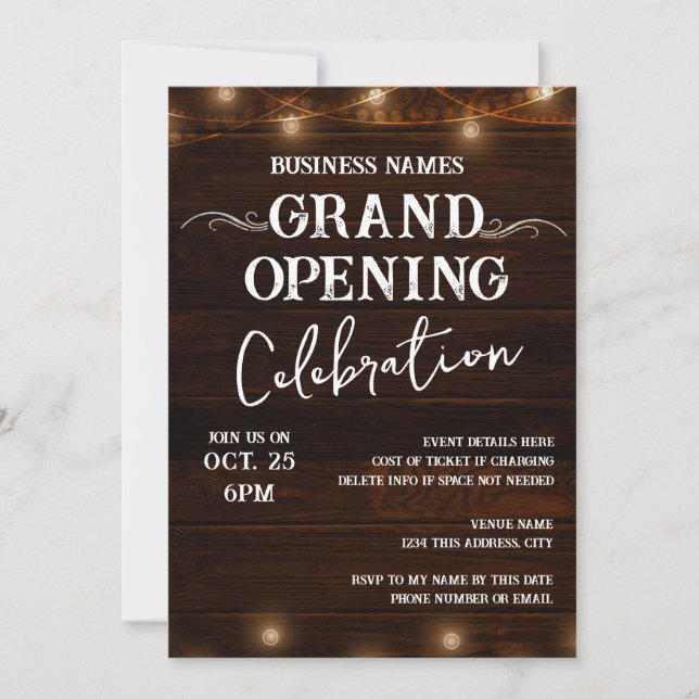 Western Wood Business Grand Opening  Invitation (Front)
