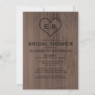 Western Wood Grain Bridal Shower Invitations