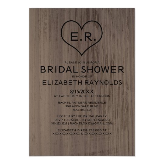 Western Wood Grain Bridal Shower Invitations