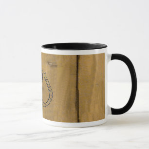 Western Wood Grain Design Double Horseshoes ~ Mug