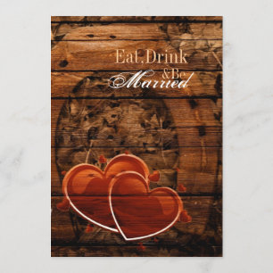 Western Wood Horseshoe Wedding rehearsal dinner Invitation