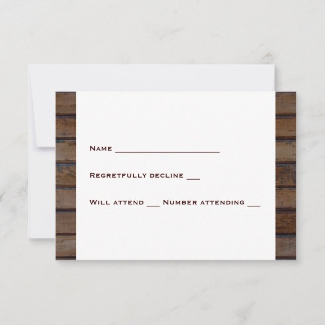 Western Wood Shabby Lace rsvp with envelopes (Front)