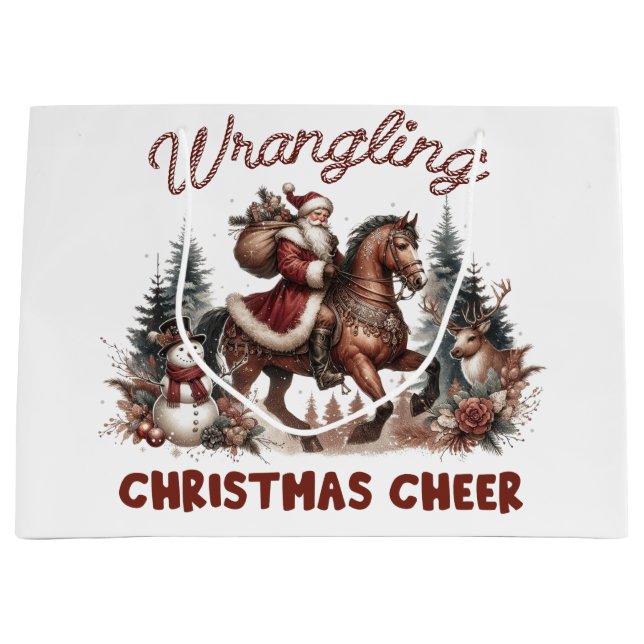 Western Wrangling Christmas Cheer Large Gift Bag (Front)