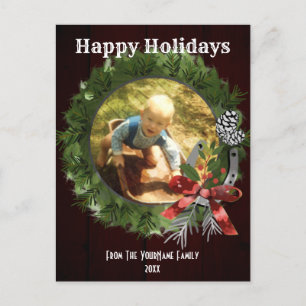 Western Wreath Photo Personalised Holiday Card