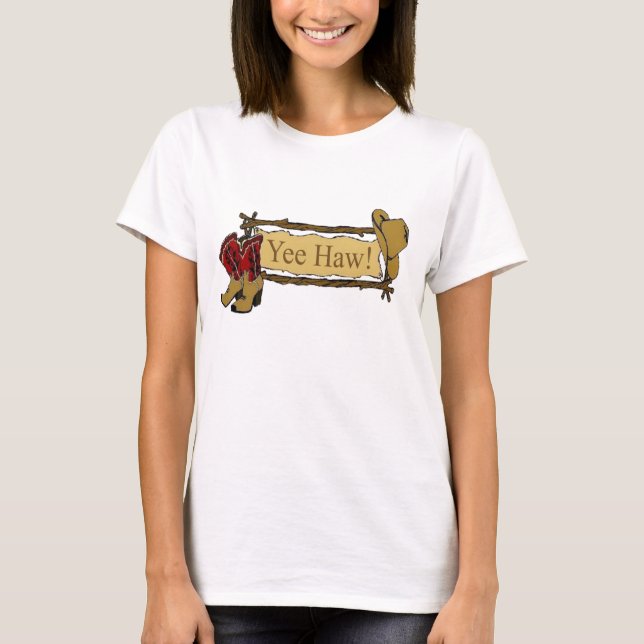 Western "Yee Haw" Cowgirl  T Shirt (Front)