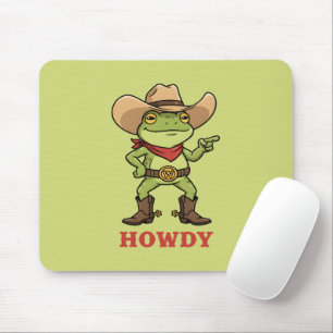 Western Yeehaw Frog Howdy Frog Funny Cowboy Meme Mouse Mat