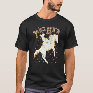 Western Yeehaw Howdy Cowgirl Cowprint Vintage Dist T-Shirt