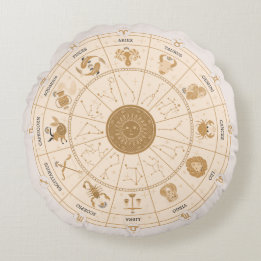 Western Zodiac Wheel  Round Cushion