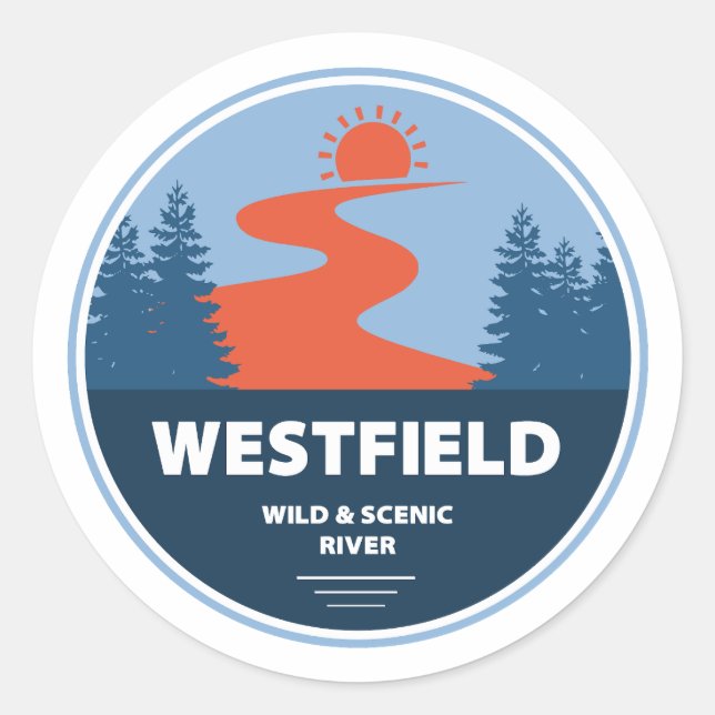 Westfield Wild And Scenic River Massachusetts Classic Round Sticker (Front)