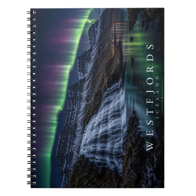 Westfjords Coast Beneath Northern Lights Notebook (Front)