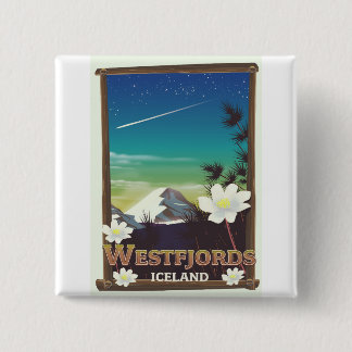 Westfjords Iceland travel poster 15 Cm Square Badge