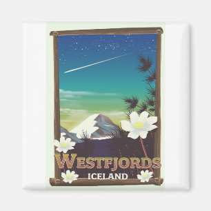 Westfjords Iceland travel poster Magnet