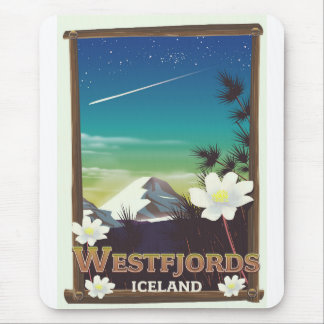 Westfjords Iceland travel poster Mouse Mat