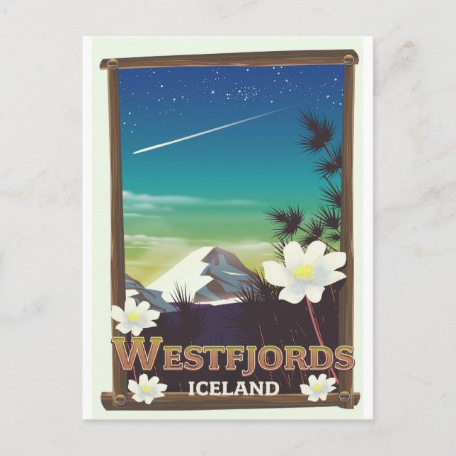 Westfjords Iceland travel poster Postcard (Front)