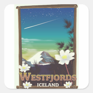 Westfjords Iceland travel poster Square Sticker