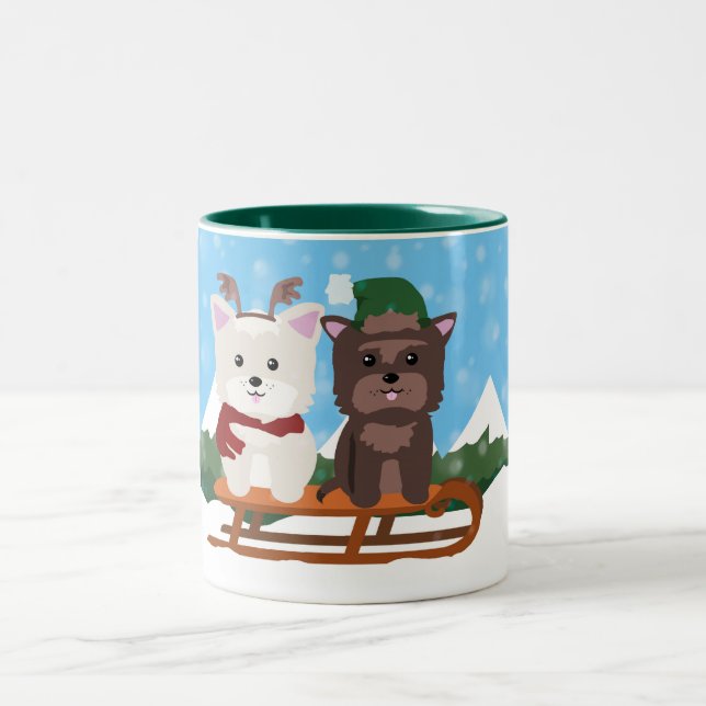 Westie and Cairn Terriers Winter Holidays Mug (Center)
