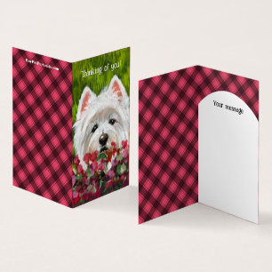 Westie and Pink Flowers