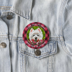Westie and Pink Flowers 7.5 Cm Round Badge