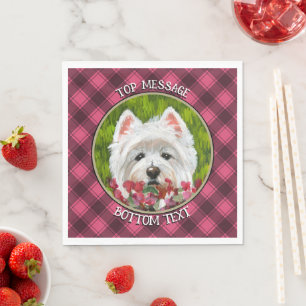 Westie and Pink Flowers Napkin