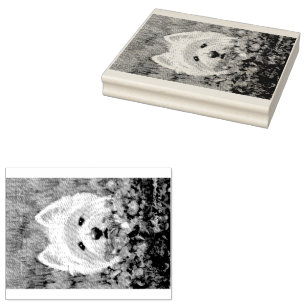 Westie and Pink Flowers Rubber Stamp