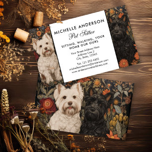 Westie and Scottie Black and White dog sitter pets Business Card