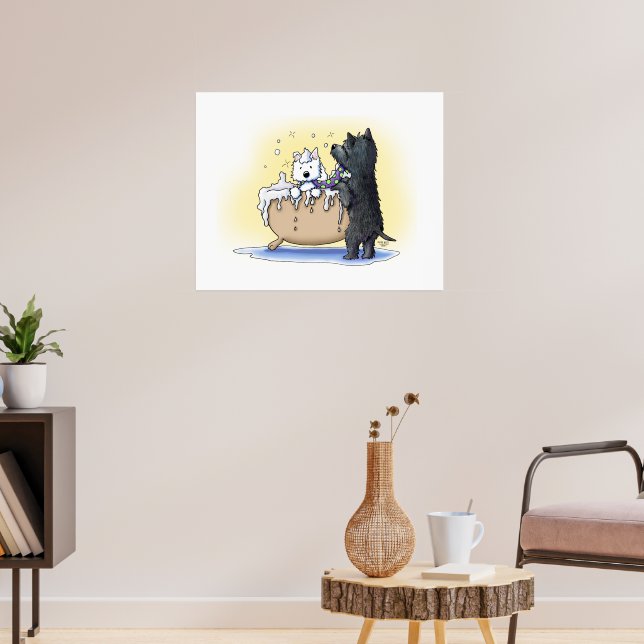 Westie and Scottie Dog Groom Art Poster (Living Room 3)