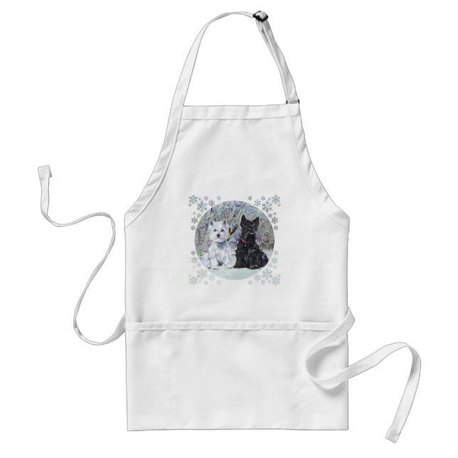 Westie and Scottie in Snowy Landscape Standard Apron (Front)