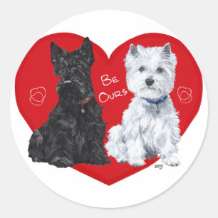 Westie and Scottie Valentine Classic Round Sticker