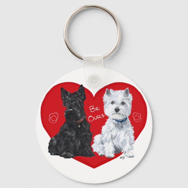 Westie and Scottie Valentine Key Ring (Front)