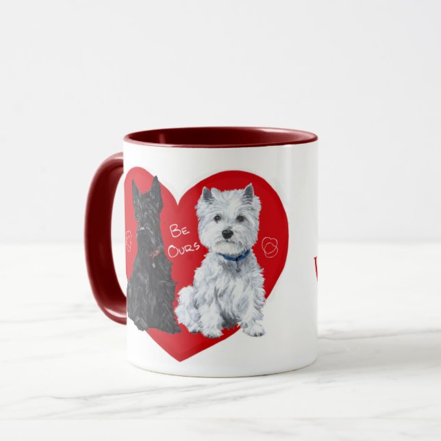 Westie and Scottie Valentine Mug (Front Left)