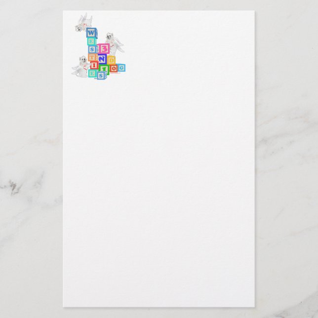 Westie Angel Blocks Stationery (Front)