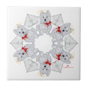 Westie Angel Snowflake Tile