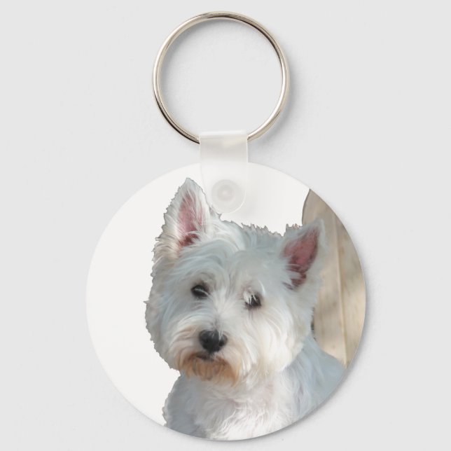 WESTIE AT THE GATE KEY RING (Front)