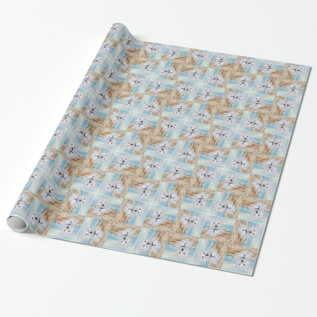 Westie at the Seashore Wrapping Paper (Unrolled)