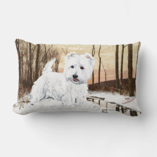 Westie at Twilight Lumbar Cushion