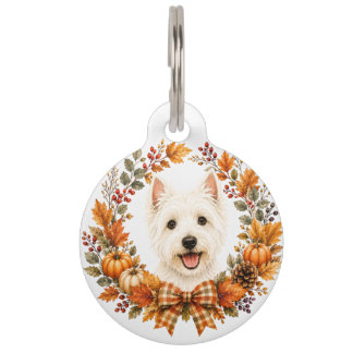 Westie Autumn Wreath Pet Tag