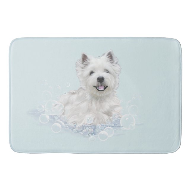 Westie Bath Time Bath Mat (Front)