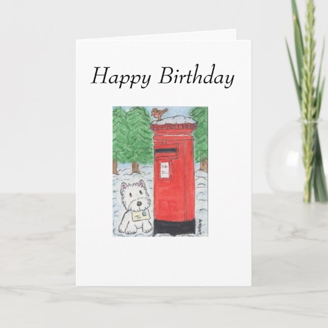 Westie Birthday Card Westie posting Card (Front)