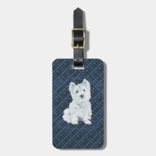 Westie Black Watch Tartan Luggage Tag