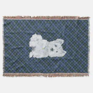 Westie Black Watch Tartan Throw Blanket