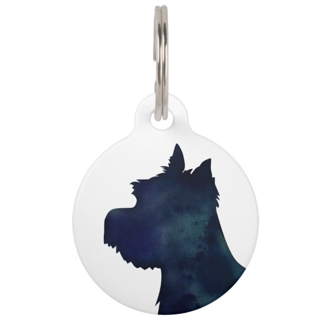 Westie Black Waterolor Silhouette Dog Pet Tag (Front)