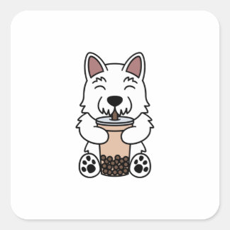 Westie Boba Bubble Tea Square Sticker