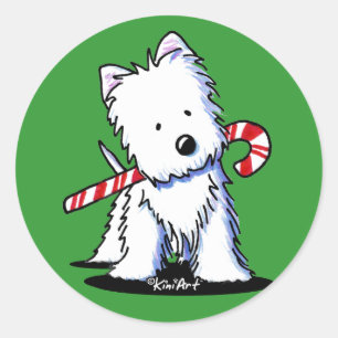 Westie Candy Cane Cutie Stickers