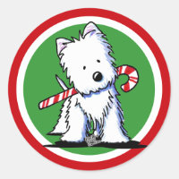 Westie Candy Cane Cutie Stickers