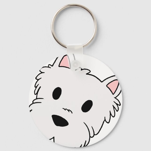 westie cartoon head key ring (Front)