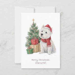 Westie Cheeky Dog Cute Christmas Card Personalise