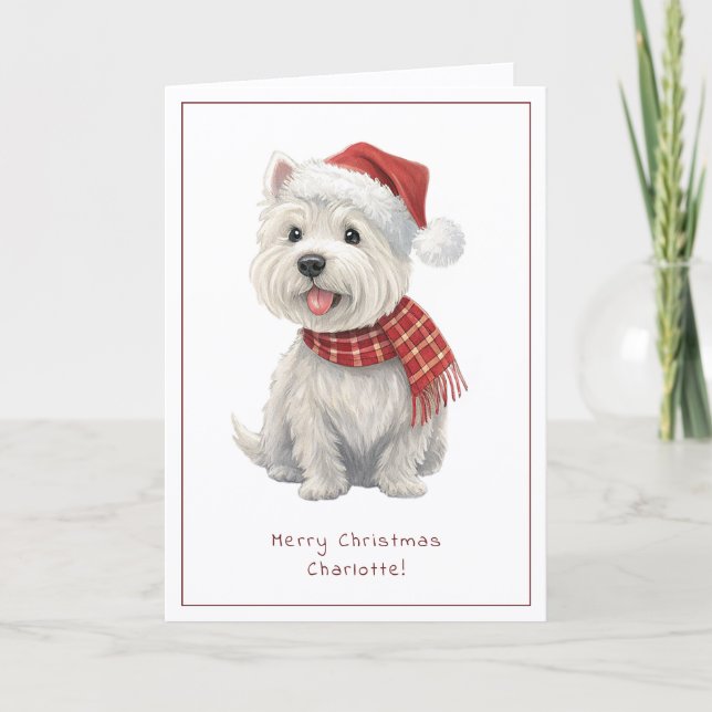 Westie Cheeky Dog Cute Christmas Card Personalise (Front)