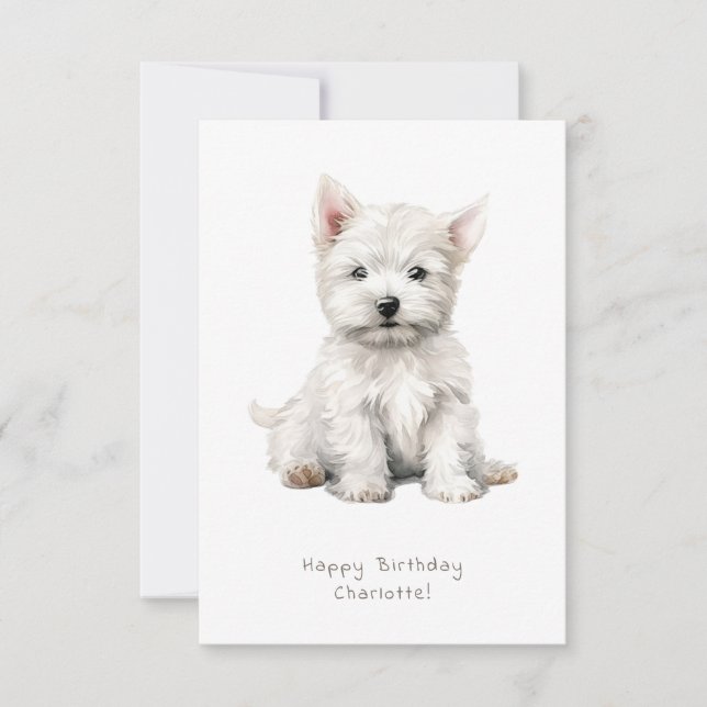 Westie Cheeky Puppy Cute Birthday Card Personalise (Front)